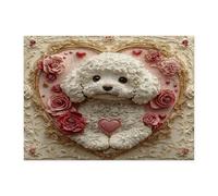 Bichon Frise Dog Puzzle per uomini e donne, 500 pezzi, puzzle decorativi a forma di cuore in rilievo per San Valentino, decorazioni per animali domestici, regalo per feste in famiglia