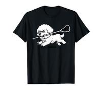 Bichon Frise Giocando Lacrosse Lax Player Amante dei cani Maglietta