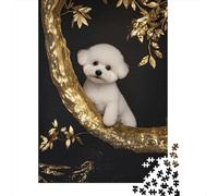 Bichon Frise Golden Tree Puzzle 1000 Pezzi, Per Bambini E Adulti, Giochi Rilassamento Intelletivi, Difficile Sfida, Grandi Dimensioni Regalo 1000pcs (75x50cm)