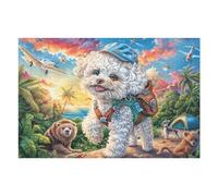 Bichon Frise in Flower Field Puzzle 1000 Pezzi Per Adulti Coppie Cartone Spesso Resistente Per Serate in Casa Insieme Con Poster Incluso Regalo Di Anniversario Qualità 1000 PCS/75x50cm