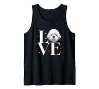 Bichon Frise Love Typography - Simpatica Testa di Cane Bianca soffice Canotta