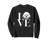 Bichon Frise Love Typography - Simpatica Testa di Cane Bianca soffice Felpa