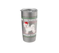 Bichon Frise Natale Bicchiere termico in acciaio inox doppia parete
