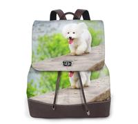 Bichon Frise Park Animali Cani Bichon Frise Cani,Zaino da donna, impermeabile, leggero, in pelle PU, alla moda, da viaggio