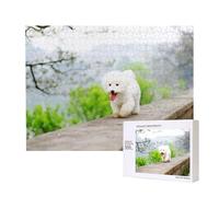 Bichon Frise Park Animali domestici Cani Bichon Frise Cani,Puzzle in legno da 500 pezzi, gioco di famiglia, puzzle per adulti e adolescenti, decorazioni per la casa