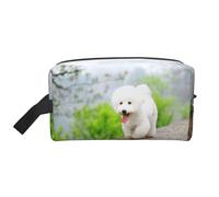 Bichon Frise Park Pets Dogs Bichon Frise Dogs Organizer per cosmetici di grande capacità, Borsa da viaggio per il trucco da donna