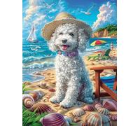 Bichon Frise Puppy on Tropical Beach Puzzle 1000 Pezzi Per Regalo Di Pasqua Cartone Spesso Per Bambini Fairy Tale Cute Animal Attività Educativa Per Tutta La Famiglia Con Confezione Regalo Qualità Gar