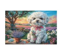 Bichon Frise Spring Flower Field Puzzle 1000 Pezzi Sfida Rompicapo Estrema Impossibile Da Completare Per Collezionisti Esperti Regalo Per Chi Ama Le Sfide 1000 PCS