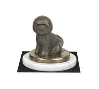 Bichon Frise Statuetta Su Chiaro Pietra Art-Dog