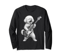Bichon Frise Suonare Basso Rock Music Dog Lover Maglia a Manica