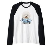 Bichon Frise with Flowers Dog Mom Cute Pet Owner Lover Maglia con Maniche Raglan