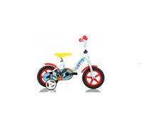 Bici 10 BING bianca e rossa con rotelle e parafanghi per bambino Dino Bike