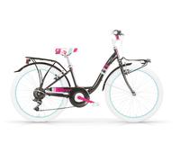 BICI 24" Bicicletta FLEUR Nera Senza Cestino Passeggio Cambio 6V per bambina MBM