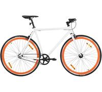 Bici A Scatto Fisso Itca, Bicicletta Fixie A velocità Singola-Leggera, Bicicletta Facy, Telaio in Acciaio Ad Alta Tesile, Bicicletta Hardtail per Adulti, 700c, White And Orange, 59 cm