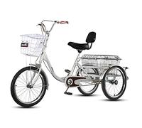 Bici a Tre Ruote Bici Triciclo Adulti con Cestino della Spesa Trike Bike Bicicletta Schienale Regolabile Sedile Bici a Tre Ruote Anziani Donne Uomini Tricicli Ricreazione Shopping Ciclismo Pedalata