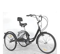 Bici a Tre Ruote Triciclo Adulti 24 Pollici, 7 velocità con Cestino della Spesa, Triciclo Crociera, Biciclette a Tre Ruote con Cestino della Spesa e Schienale del Sedile, pedalata assistita