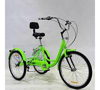 Bici a Tre Ruote Triciclo Adulti 24 Pollici, 7 velocità con Cestino della Spesa, Triciclo Crociera, Biciclette a Tre Ruote con Cestino della Spesa e Schienale del Sedile, pedalata assistita