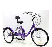 Bici a Tre Ruote Triciclo Adulti 24 Pollici, Triciclo Bicicletta Ciclismo con Cestino della Spesa, Bicicletta Adulti a 7 velocità, Sport all'Aria Aperta, Design Tradizionale Anziani, pedalata in Bic
