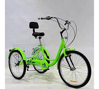 Bici a Tre Ruote Triciclo Adulti 24 Pollici, Triciclo Bicicletta Ciclismo con Cestino della Spesa, Bicicletta Adulti a 7 velocità, Sport all'Aria Aperta, Design Tradizionale Anziani, pedalata in Bic
