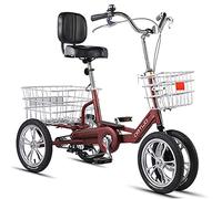 Bici a Tre Ruote Triciclo Adulti Bici a Tre Ruote 12 pollici/14 Pollici Cruise Trike Telaio in Acciaio ad Alto tenore Carbonio Bicicletta a velocità Singola con Sedile Posteriore e Schienale del SED