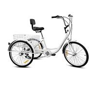 Bici a Tre Ruote Triciclo Adulti Bici a Tre Ruote 24 Pollici, 7 velocità, Cruise Trike con Ampio Cestino e Schienale attività Ricreative, Shopping, Picnic, Esercizi, Ciclismo Uomo e Donna, pedalata