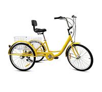 Bici a Tre Ruote Triciclo Adulti Bici a Tre Ruote 24 Pollici, 7 velocità, Cruise Trike con Ampio Cestino e Schienale attività Ricreative, Shopping, Picnic, Esercizi, Ciclismo Uomo e Donna, pedalata