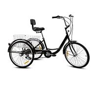 Bici a Tre Ruote Triciclo Adulti Bici a Tre Ruote 24 Pollici, 7 velocità, Cruise Trike con Ampio Cestino e Schienale attività Ricreative, Shopping, Picnic, Esercizi, Ciclismo Uomo e Donna, pedalata