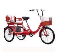 Bici a Tre Ruote Triciclo Adulti, Bicicletta Adulti 20 Pollici con Cestino della Spesa e Sedile Posteriore, Bici Crociera Genitori Andare a Prendere e Lasciare i Bambini, carico 200 kg, pedalata in