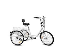 Bici a Tre Ruote Triciclo Adulti, Bicicletta Adulti, Bicicletta a velocità Singola 24 Pollici con Grande Cestino, Bici Crociera a Tre Ruote Anziani, Donne, Uomini, Ciclismo, pedalata