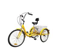 Bici a Tre Ruote Triciclo Adulti, Bicicletta Adulti, Bicicletta a velocità Singola 24 Pollici con Grande Cestino, Bici Crociera a Tre Ruote Anziani, Donne, Uomini, Ciclismo, pedalata