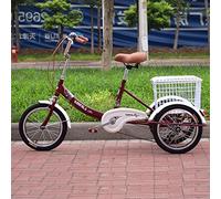 Bici a Tre Ruote Triciclo Adulti con Cestino della Spesa Trike Bike Bicicletta 16 Pollici Bici a Tre Ruote Anziani Donne Uomini Tricicli Ricreazione Shopping Ciclismo Pedalata