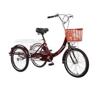 Bici a Tre Ruote Triciclo Adulti con Cestino portaoggetti Telaio in Acciaio al Carbonio Bici a Tre Ruote Triciclo Doppio frenante Shopping Esercizio Ricreazione Ciclismo Pedalata