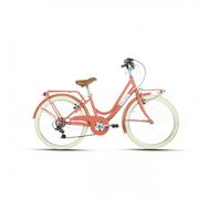 Bici Bambina City 24" Salmone con Cambio Shimano 6V e Telaio Acciaio Hi-Ten