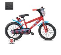 Bici Bambino 16'' SPIDERMAN con Rotelle/Stabilizzatori- Borraccia