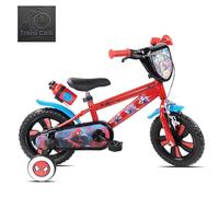 Denver Bike Bicicletta Bambino 12 Pollici Licensed Spiderman, 2-4 Anni, Rotelle Removibili, Freno Anteriore Caliper, Telaio Acciaio, Ruote EVA Antiforatura, Borraccia e Scudo
