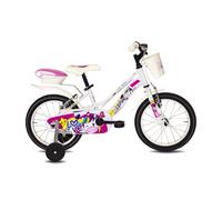 BICI BICICLETTA DA BAMBINA BIMBA 16" 1V BIANCO ROSA LOVE CON FRENI ROTELLE