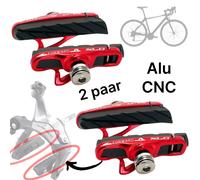 Bici da Corsa Freno Pattini Sl Pastiglie Cartuccia Alluminio CNC Rosso (2x Paio)