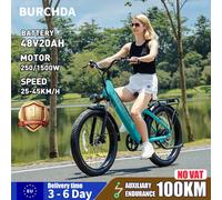 Bici elettrica da città BURCHDA-AZ26 26 pneumatici larghi - Batteria 48 V 20 Ah 1000 W, interruttore ad alte prestazioni, lunga distanza AZ26 Blue 20AH 1-year warranty