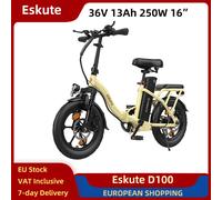 Bici elettrica Eskute D100 pieghevole 250W 36V 13Ah 16" Pneumatici leggeri Mini bici elettrica pieghevole 25 km / h Freni a disco meccanici Beige