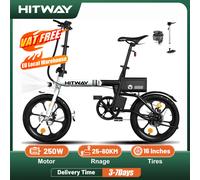 Bici elettrica HITWAY, bicicletta elettrica da 16 pollici, bici elettrica, pedelec con motore da 250 W, velocità 25 km/h, batteria da 216 Wh, bici elettriche per adulti BLACKWHITE