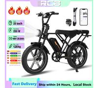 Bici elettrica RCB G19 da 20", bici elettrica da 20", mountain bike, batteria 48 V 20,8 Ah, motore brushless, display LCD, portata 60-90 km, APP e NFC Black