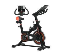 HOMCOM Cyclette da Casa con Volano da 8 kg e Schermo LCD, in Acciaio e ABS, 103x53x100-114 cm, Rosso e Nero