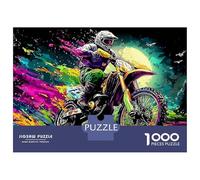 Bici fiamme Puzzle Regalo 1000 Pz Motocross neon Pezzi Uniformi Per Ragazzi Adolescenti Facile Da Assemblare Mappa Di Riferimento 52x38cm/1000pcs