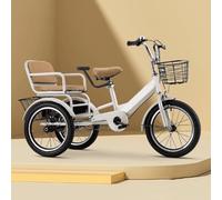 Bici for bambini a 3 ruote con doppio sedile e cestino, triciclo in acciaio ad alto tenore di carbonio impieghi gravosi(14-inch A2)
