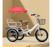 Bici for bambini a 3 ruote con doppio sedile e cestino, triciclo in acciaio ad alto tenore di carbonio impieghi gravosi(16-inch A3)