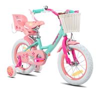 Bici per ragazze JOYSTAR per bambini di 2-9 anni, 12 14 16 bici per bambini da 18 pollici con ruote da allenamento, stelle filanti, cestino e seggiolino per bambole