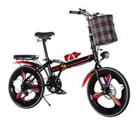 Bici Pieghevole Da 20 Pollici E 22 Pollici Per Uomo E Donna - Bici Pieghevole Con Telaio In Acciaio Ad Alto Tenore Di Carbonio 6 Velocità Ruota Integrata Per Spostamenti In Città A,20 inch