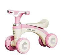 Bici senza pedali a 4 ruote for bambini, con musica e luci, giocattolo da guidare for bambini e bambine, regalo di compleanno(Roze)
