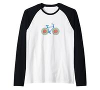 Bici Stravagante con Ruote di Girasole Allegro Floreale Maglia con Maniche Raglan