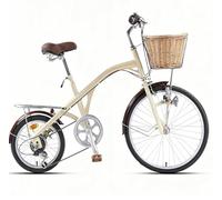 Bici Vintage da Città per Donna, Sedile Regolabile, Telaio in Acciaio Leggero per Pendolarismo Urbano, Passeggiate di Compravendita e Tempo Libero 24inch/7speed